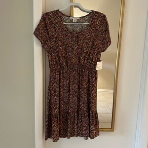 Beautiful floral dress with cloth covered buttons